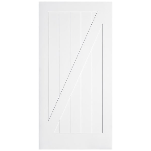 Trimlite 36" x 84 " Primed 1-Panel Z-Bar Barn Door with Silver Hardware 3070pri8401Z-H7SS - main